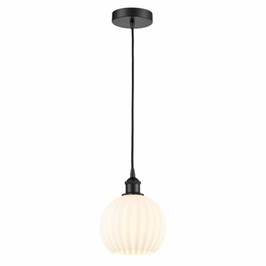 White Venetian 1 Light Cord Hung Small Pendant by Innovations - 616-1P-G1217-8