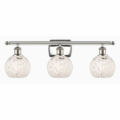 White Mouchette 3 Light Vanity Light 26 Inch Wide by Innovations - 516-3W-G1216-6