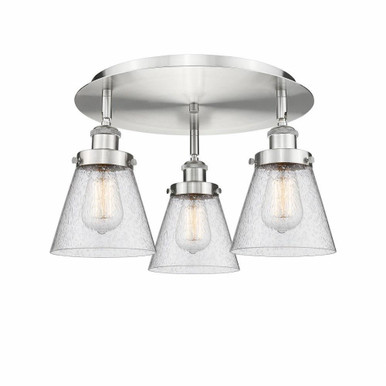 Cone 3 Light 18 Inch Wide Art Deco Flush Mount by Innovations - 916-3C-G6