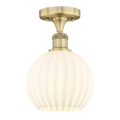 White Venetian 1 Light 8 Inch Wide Semi Flush Mount by Innovations - 616-1F-G1217-8