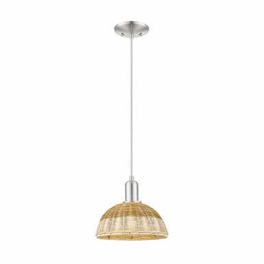 Natural Ballston Dome 1 Light Cord Mini Pendant 9 Inch Wide by Innovations - 716-1P-NBD2-9