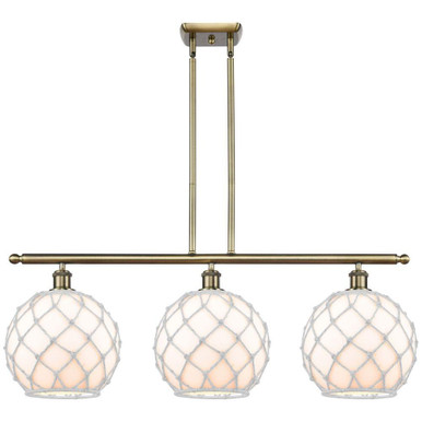 Farmhouse Rope 3 Light Oversized Island Pendant 36 Inch Wide by Innovations - 516-3I-G12-10R