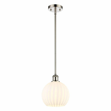 White Venetian 1 Light Stem Hung Small Pendant 10 Inch Tall by Innovations - 516-1S-G1217-8