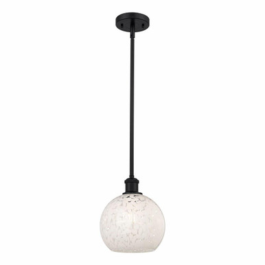 White Mouchette 1 Light Stem Hung Small Pendant 10 Inch Tall by Innovations - 516-1S-G1216-8