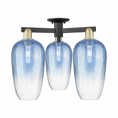 Brookhaven Flute 3 Light Semi Flush Mount 24.5 Inch Wide by Innovations - 716-3F-BAB-G484-7SB