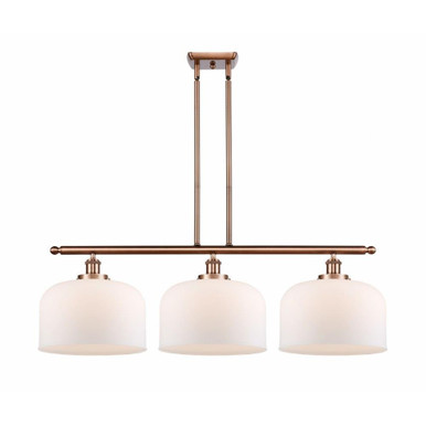 Bell 3 Light Industrial Linear Island Pendant 36 Inch Wide by Innovations - 916-3I-G7-L-L