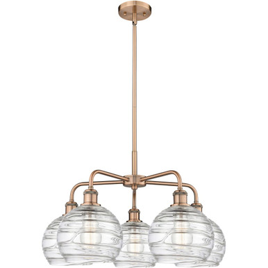Athens Deco Swirl 5 Light Stem Hung Chandelier 15.38 X 26.5 by Innovations - 516-5CR-G1213-8