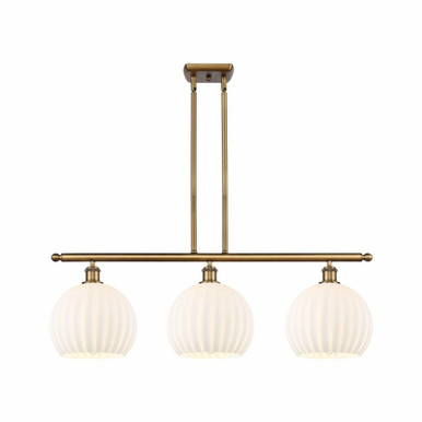 White Venetian 3 Light Stem Hung Oversized Island Pendant by Innovations - 516-3I-G1217-10