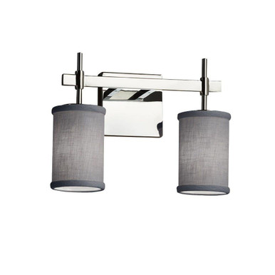 Textile Union 2 Light Cylinder Gray Vanity Light by Justice Design - FAB-8412-10-GRAY