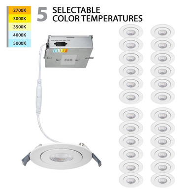 Lotos 15W 1 LED 5 CCT Round Adjust Recessed Kit (Pack of 24) by WAC Limited - R6ERAR-W9CS-WT-24