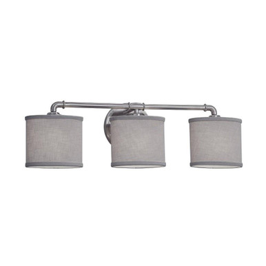 Textile Bronx 3 Light Oval Gray Vanity Light by Justice Design - FAB-8463-30-GRAY