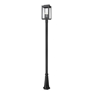 Hartwell 4 Light Outdoor Post Mount 116.75 Inch and 10 Inch Wide by Z Lite - 5019PHBR-519P-BK