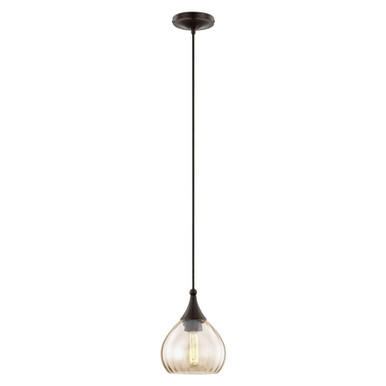 Art Glass 1 Light champagne Glass Small Pendant by Livex - 40615-92