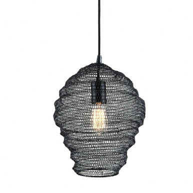 Wabi Sabi 1 Light Medium Pendant 14 Inch Tall by Troy - F6773-SBK