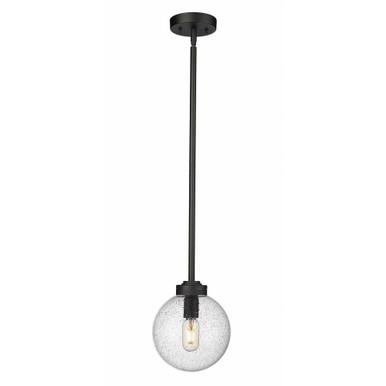 Laurent 1 Light Seedy Glass Small Outdoor Pendant by Z-Lite - 599P8-BK