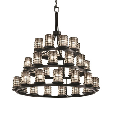 Wire Glass Dakota 36 Light Oversized 3 Tier Chandelier by Justice Design - WGL-8712-10-GRCB