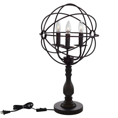 Arza 3 Light Table Lamp with Brown Finish by CWI - 5464T14DB-3