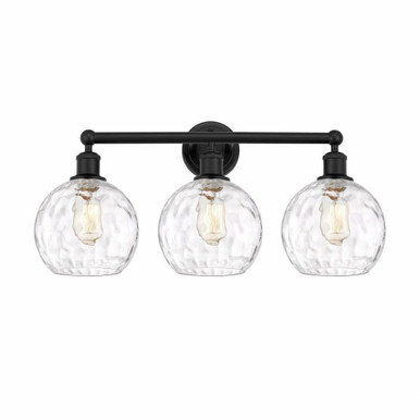 Athens Water Glass 3 Light Modern Vanity Light 26 Inch Wide by Innovations - 616-3W-G1215-8