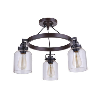 Foxwood 3 Light 21.75 Inch Wide Semi Flush Mount by Craftmade - 53653