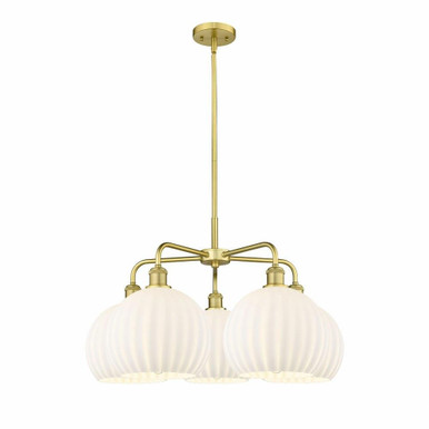White Venetian 5 Light Large Chandelier by Innovations - 516-5CR-G1217-10