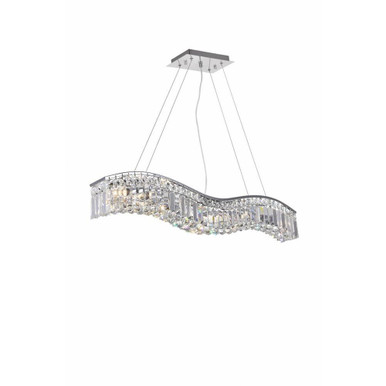 Glamorous 7 Light Wave Linear Chandelier by CWI - 8004P36C-A (clear)