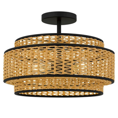 Teton 3 Light Semi Flush Mount 11 Inch Tall and 16 Inch Wide by Quoizel - TET1716MBK