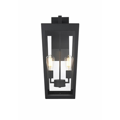 William 2 Light Outdoor Wall Mount 24 Inch Tall and 10 Inch Wide by Elegant - OD405W24BK