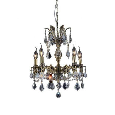 Brass 5 Light Small Crystal Chandelier by CWI - 2039P18AB-5