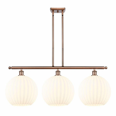 White Venetian 3 Steel Stem Hung Oversized Island Pendant by Innovations - 516-3I-G1217-12