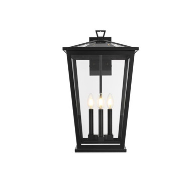 Berks 3 Light Outdoor Wall Mount 22 Inch Tall and 12.5 Inch Wide by Elegant - OD333W22BK