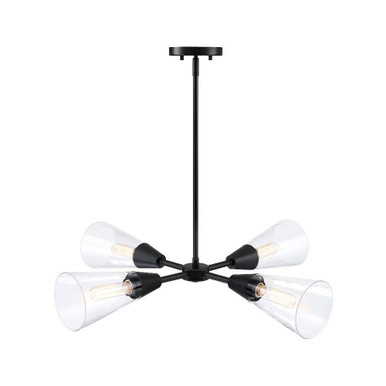 Norro 4 Light Chandelier 5.5 Inch Tall X 30 Inch Wide by Designers Fountain - D290M-4CH-MB