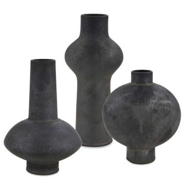 Charcoal Bloom Vase (Set of 3) 11 Inch Tall and 7.5 Inch Wide by Uttermost - 18304