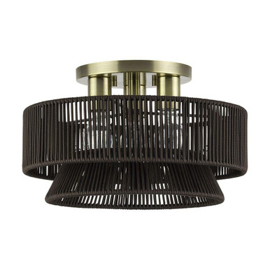 Florell 3 Light Large Semi Flush Mount 9.25 Inch and 15 Inch Wide by Livex - 49146