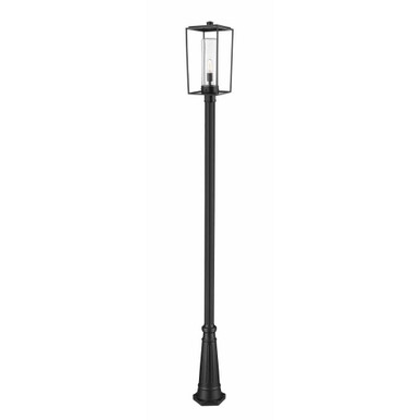 Sheridan 1 Light Post Mount with Seedy Glass 116.5 x 10 In by Z-Lite - 594PHBR-519P-BK
