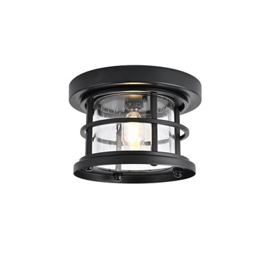 Carla 1 Light Outdoor Flush Mount 5 Inch Tall and 8 Inch Wide by Elegant - OD614F8BK