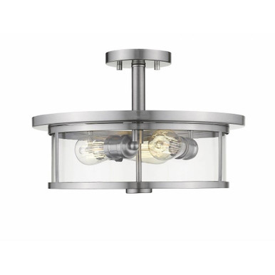 Savannah 3 Light 15.75 Inch Wide Mid Century Semi Flush Mount by Z-Lite - 462SF16-BN