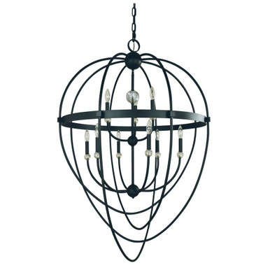 Elizabeth 9 Light Oversized Foyer Chandelier by Framburg - L1154 MBLACK
