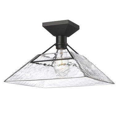 Kepler 1 Light 14 Inch Wide Semi Flush Mount by Golden - 3308-SF BLK-WTG