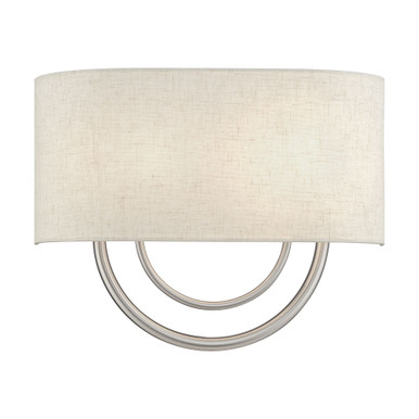 Stratton 2 Light Oatmeal Shade Wall Sconce 15 Inch Tall by Livex - 60273