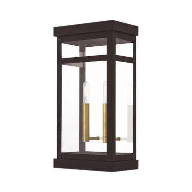 Hopewell 2 Light Candle Style Outdoor Wall Lantern 18 Inch Tall by Livex - 20704