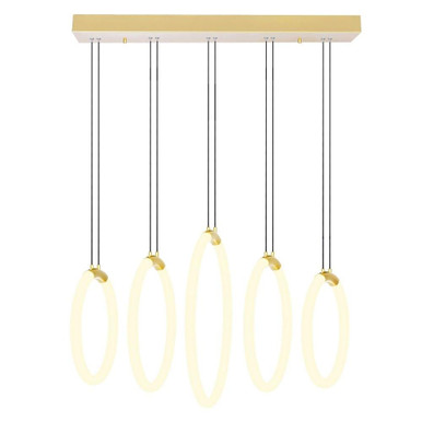 Hoops 5 LED Light Medium Chandelier by CWI - 1273P23