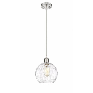Athens Water Glass 1 Light Brass Small Pendant by Innovations - 516-1P-SN-G1215-8