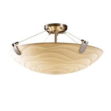Porcelina U-Clips 6 Light 27 Inch Wide Semi Flush Mount by Justice Design - PNA-9612-35-WAVE