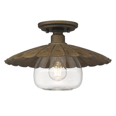Clemence 1 Light 13.75 Inch Wide Flush Mount by Golden - 3124-FM DR-CLR