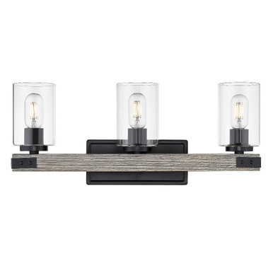 Lowell 3 Light Vanity Light by Golden - 7808-BA3 BLK-CLR