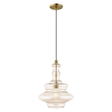 Art Glass 1 Light Medium Pendant 18.5 Inch Tall by Livex - 41224