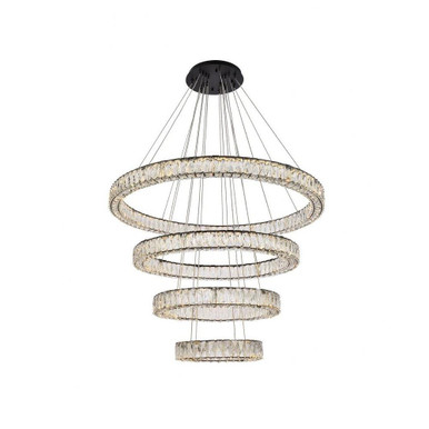 Monroe 4 LED Light Oversized Round Chandelier by Elegant - 3503G41BK
