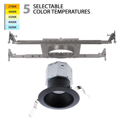 Pop in 12W 1 LED Round New Construction Recessed Kit by WAC Limited - R4DRDN-F9CS-BK