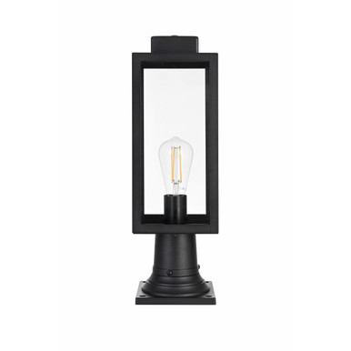 Hilton 1 Light Outdoor Post Mount 19 Inch Tall and 6 Inch Wide by Elegant - OD330P19BK
