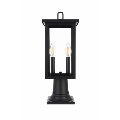 Venango 2 Light Outdoor Post Mount 19 Inch Tall and 7 Inch Wide by Elegant - OD324P19BK